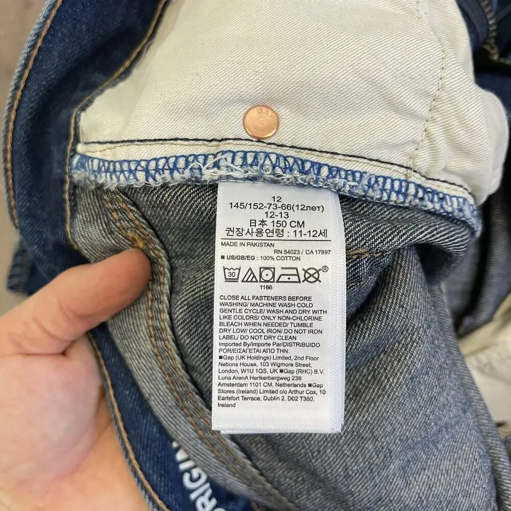 NWT Gap Teen Boys Size 12 Original Fit Jeans Blue‎ Straight Leg Distressed
